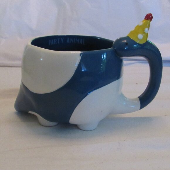 Tag Dinosaur Blue and White "Party Animal" Ceramic Mug 12 oz. - Picture 1 of 10